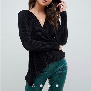 ASOS design long sleeve wrap top plisse